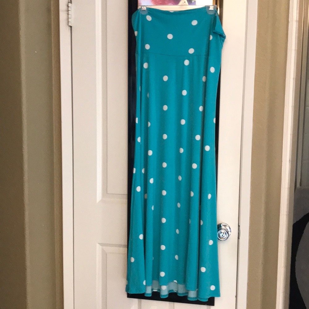 Lularoe Maxi Skirt Tiffany blue polka dots